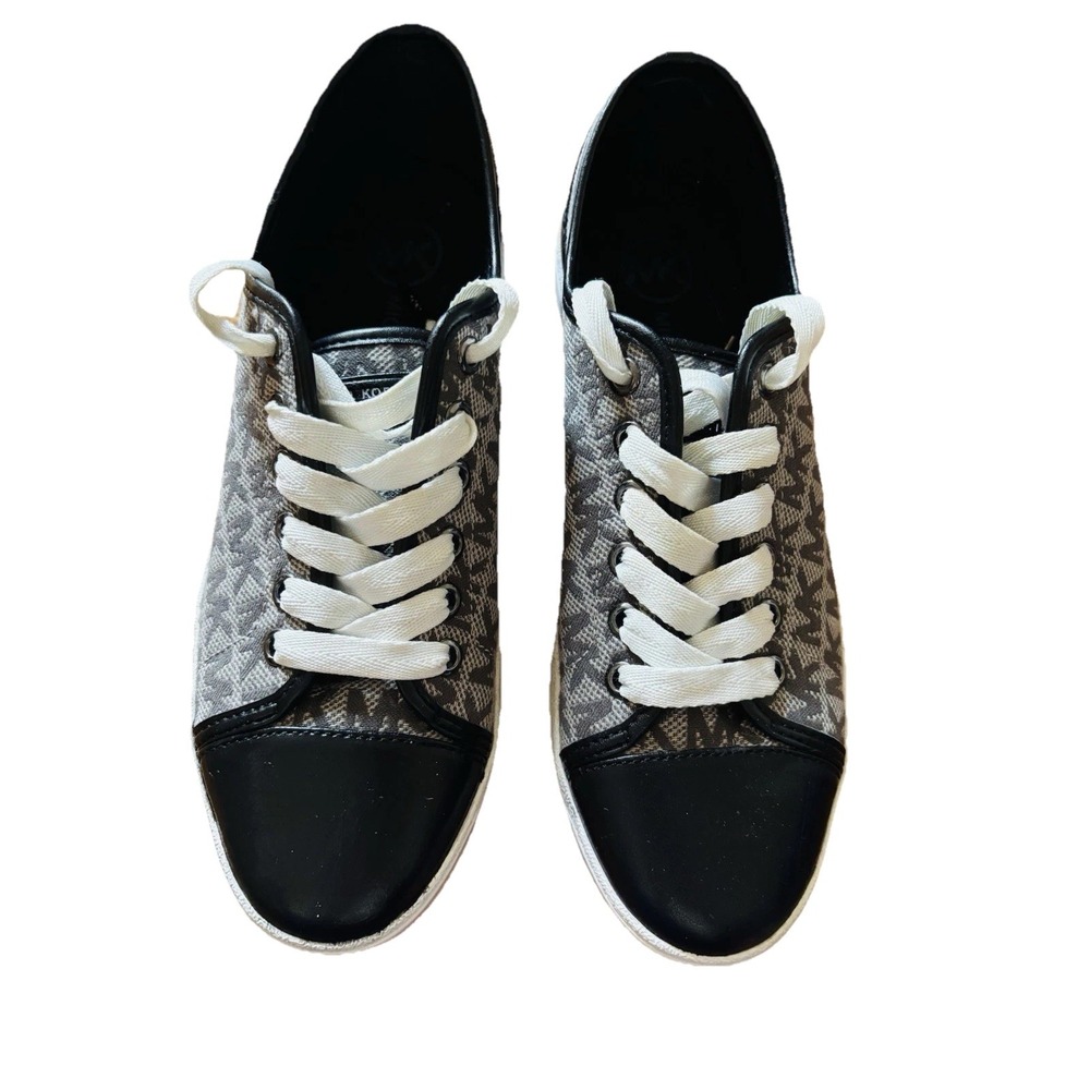 Michael Kors Sneakers Womens 7.5 Black Grey New MK Monogram Low Top 001201
